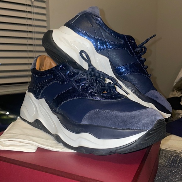 Navy Suede Bally Sneakers - Picture 1 of 4